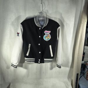 Power Puff Girls Size Medium Vintage Varsity Style Jacket Black And White
